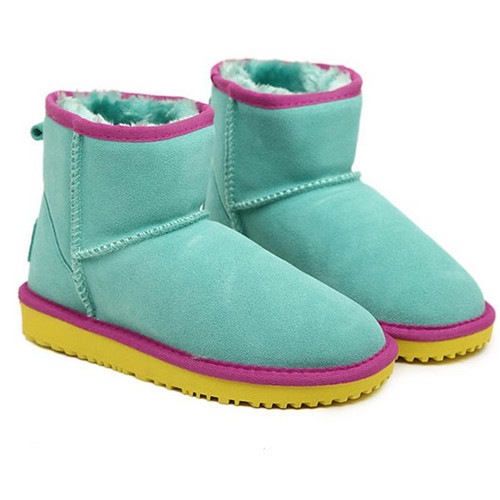 College style ground toe genuine leather woman snow boots