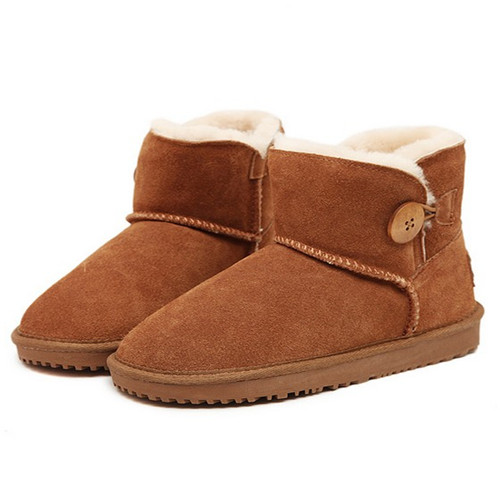 College style  genuine leather brown woman snow boots