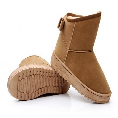 mature style genuine leather flat heel woman snow boots