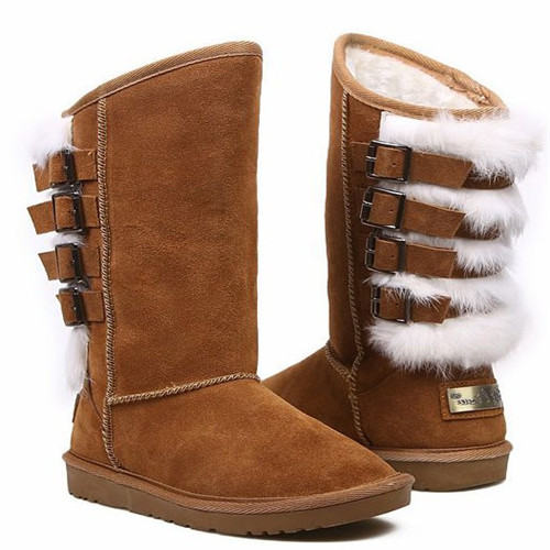 mature style barreled yellow woman snow boots