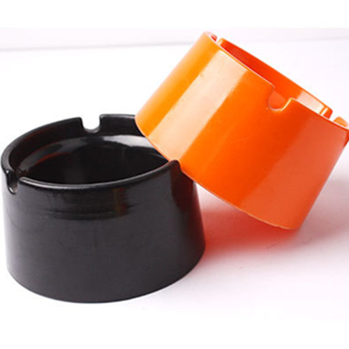 Black round shape plastic melamine cigarette ashtray