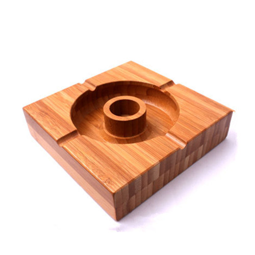 Promotional square wood cigarette ashtray