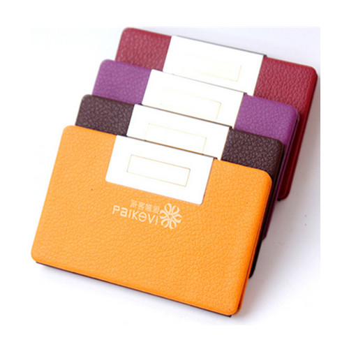 With metal clip pu leather name card holder