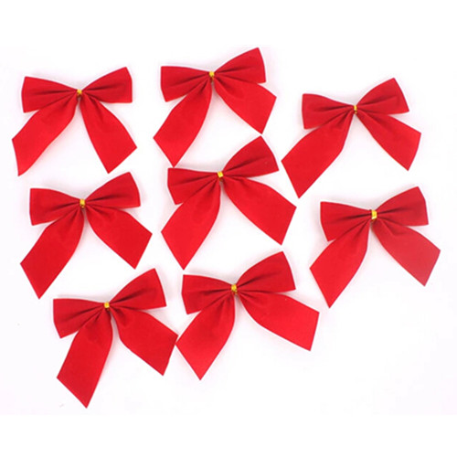 Red flannel Christmas trees decoration red bowknot