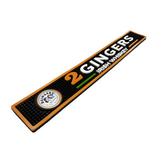 Promotional black embossed white logo bar beer drip mat
