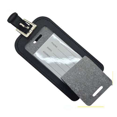 Customized emboss or printing logo on black pu luggage tag