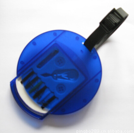 Blue color transparent pp luggage tag with sewing kit