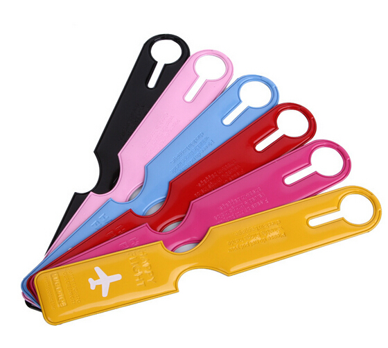 Wholesale long strip shape pvc luggage tag