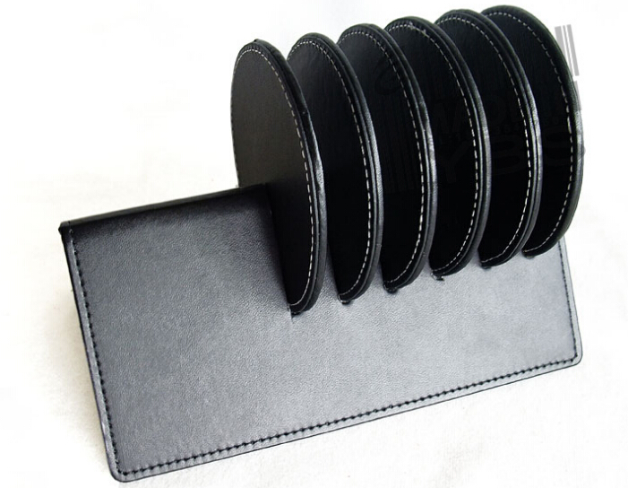 Creative new style pu leather coaster set