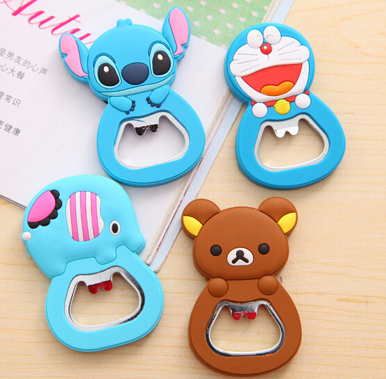 Cartoon shape 3D pvc rubber bottle opener fridge magnet