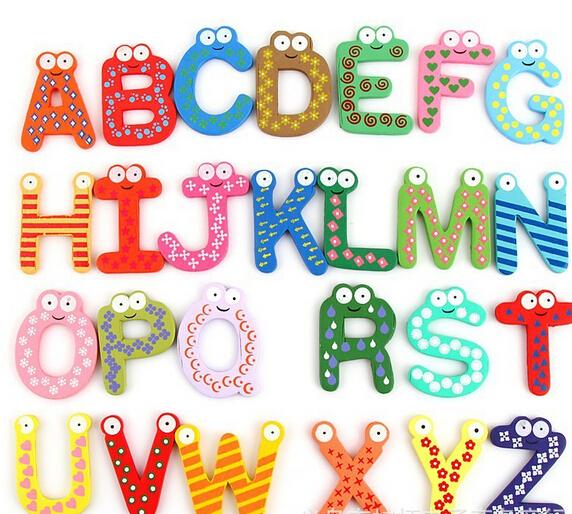 Creative style wood material letter word fridge magnet