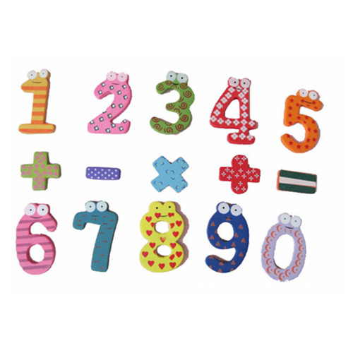 Wood material number fridge magnet for children