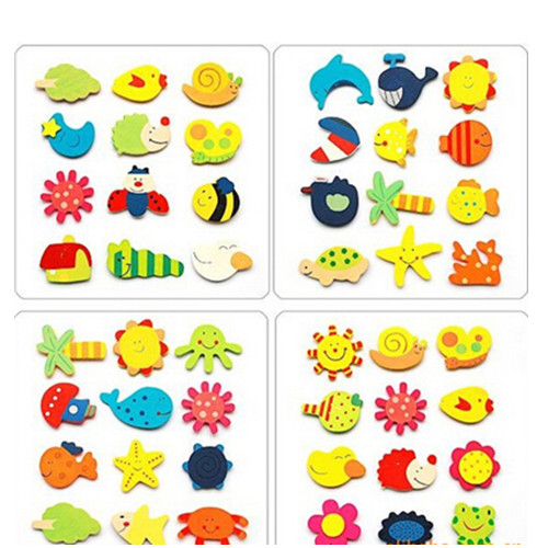 Cartoon or flower customized shape wood fridge magnet