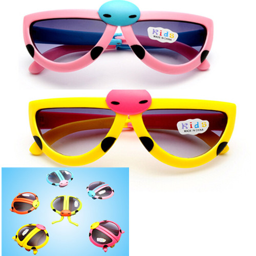 Cheap plastic children folding beatle or ladybird shape sunglass