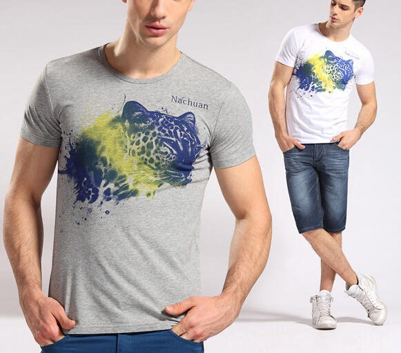 Promotional white color strech cotton round neck shirt