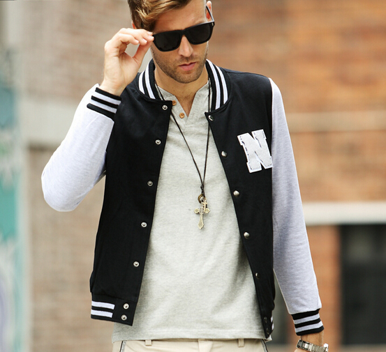 Fashional leisure black color baseball jacket, baseball coat, winter coat