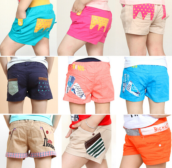 Wholesale children cotton elastic washing woven short pants, short trousers for boy