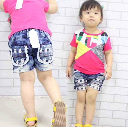 Wholesale kid girl short denim jeans, denim pants