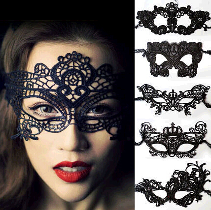 Black lace fox princess mask, masquerade half face mask