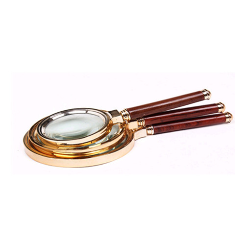 High quality 10x metal frame wood handle reading magnifier