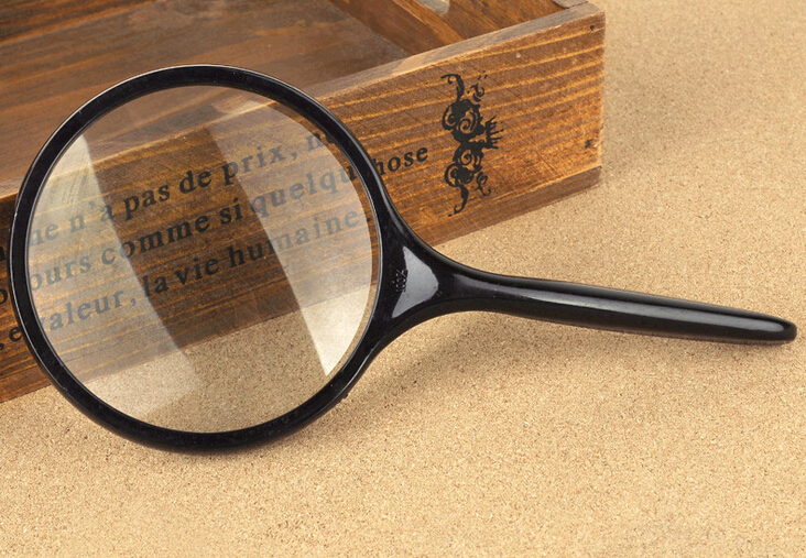 100mm 5x black plastic thin handle magnifier