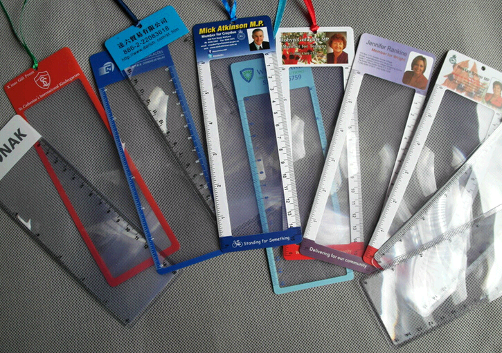 Bookmark pvc magnifier, ruler pvc magnifier