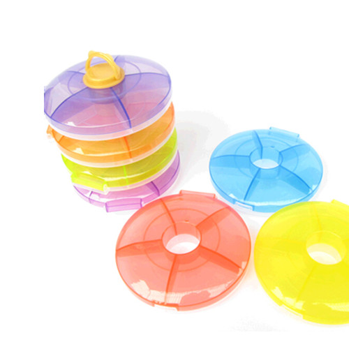 5 layers round shape plastic pill box