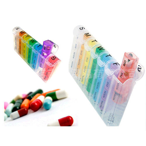 Rectangular shape weekly plastic box wtih lid