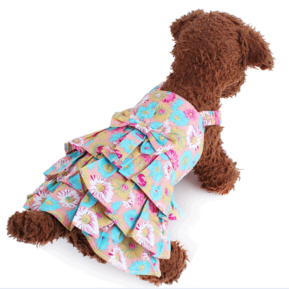 Cute flower skirt dress cat cloth, dress dog cloth