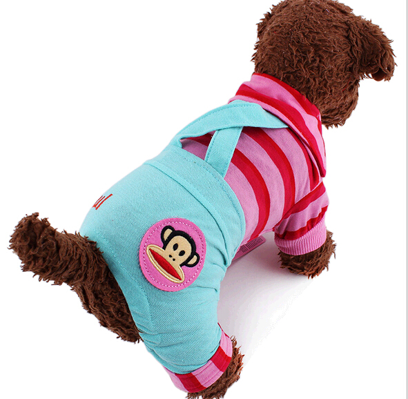 Wholesale cheap thomas overalls blue color pet cloth, suspender trouser pet cloth