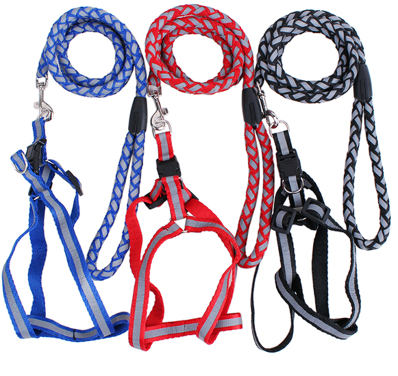 Nylon reflective pet Collar and Leash,Nylon Dog Accessories Pet hardness Leash