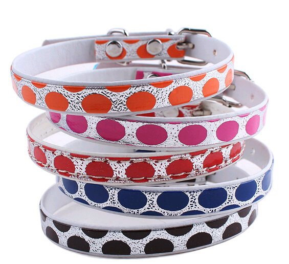 Cheap with dot printing pu dog collar, pu pet collar