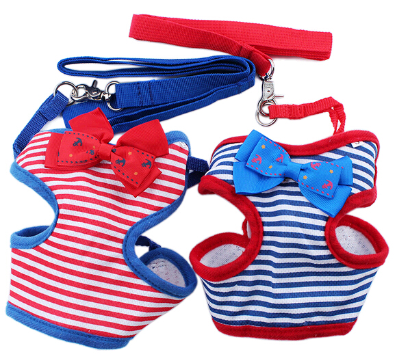 High quality stripe pet vest with nylon pet leashes