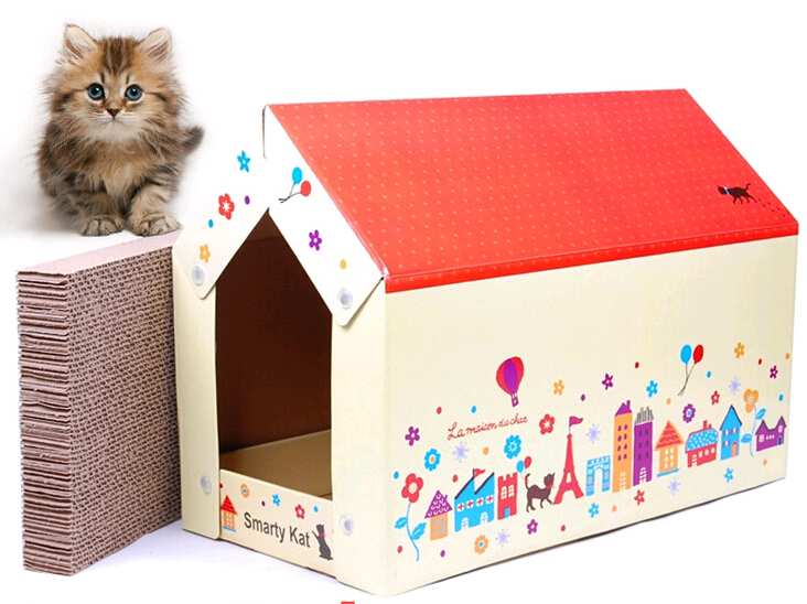 Custom cute folding paper Love pet phouse for cat