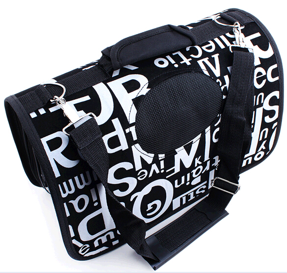 Black color oxford cloth travel pet carrier for dog or cat