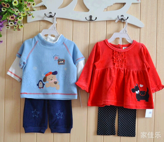 Children long shirt and pants set, baby shirt and pants suits