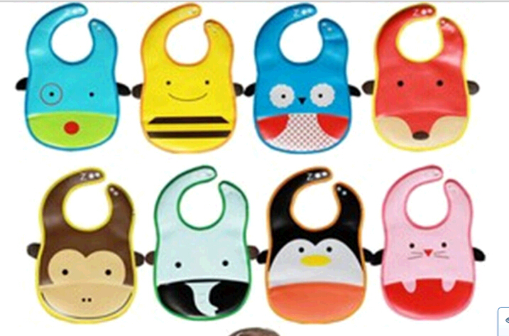 Wholesale pvc waterproof baby bibs with animal printing
