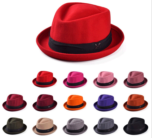 Wholesale woman winter wool felt bowler hat, cheap homberg hats, cheap wool felt jazz hat