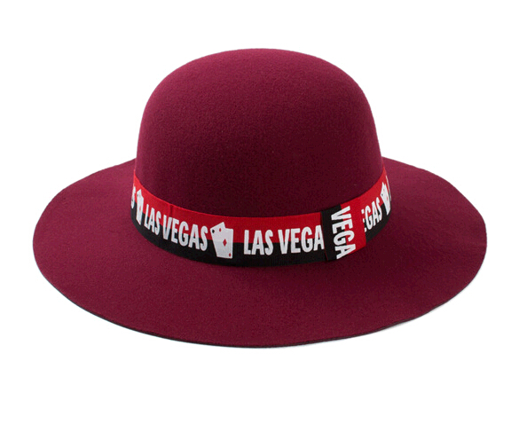 Trendy woman winter wool felt fedora floppy hat and cap
