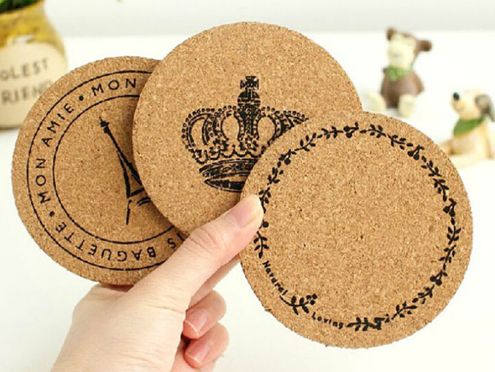 Wholesale cork cup coaster, wooden cup coaster pad