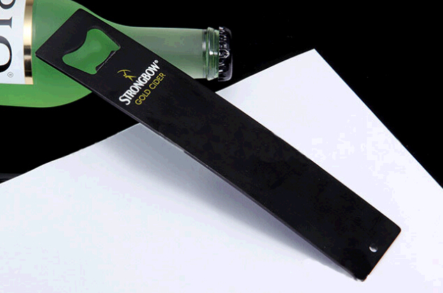 Promotional two sides stainless steel black color arc bottle opener