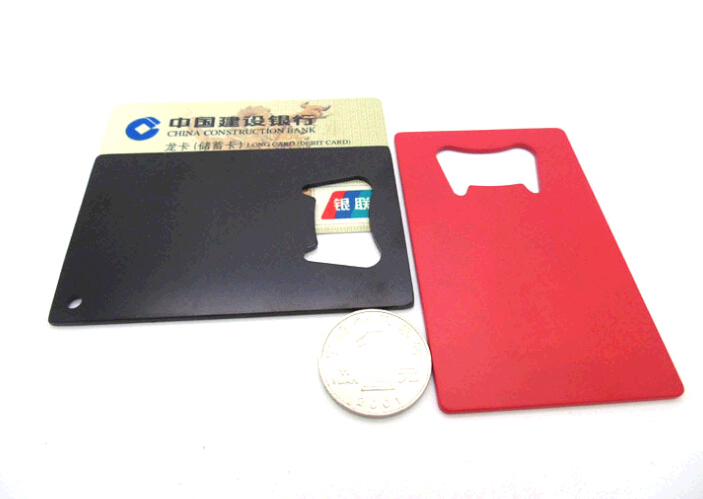 Promotional cheap card shape stainless steel bottle opener