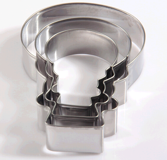 Wholesale 3pcs set christmas stree shape stainless steel biscuit moulds, cookie moulds