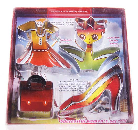 Wholesale shoe and shirt shape 4pcs set cookie moulds, biscuit moulds