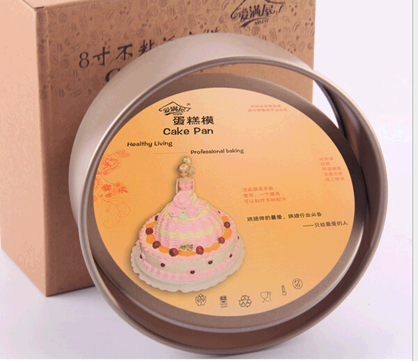 Wholesale 8 inch gold color carbon steel material cake pans