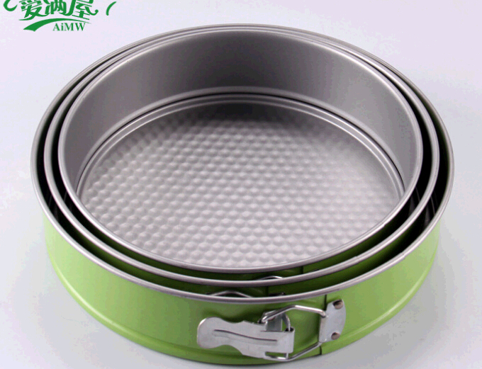 Promotional 3pcs set green color non-stick cake pans