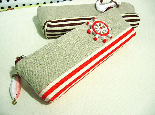 Wholesale fashional fisherman style canvas pencil bag, pencil case