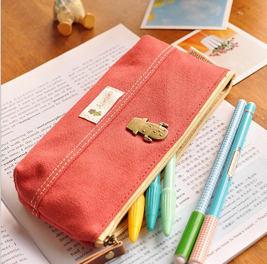 Wholesale fashional good quality canvas style pencil case, pencil bag