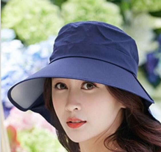 Blue color with big rim uv protection folding bike beach hat