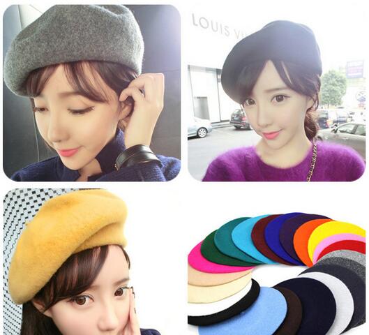 Grey color wool felt material fashion beret